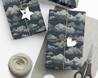 Gray Cloudy Sky: Premium Gift Wrap - Decorative Repeating Pattern, Matte/Satin Finish - High Quality Wrapping Paper overcast dreary rain day