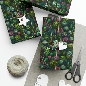 Cacti and Succulents: Premium Gift Wrap - Decorative Repeating Pattern, Matte/Satin Finish - High Quality Wrapping Paper cactus plants