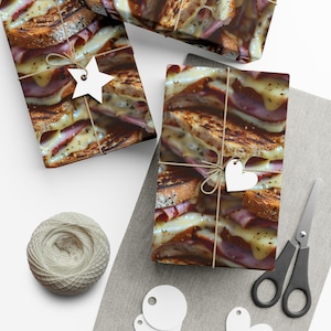 Croque Monsieur: Premium Gift Wrap - Decorative Repeating Pattern, Matte/Satin Finish - High Quality Wrapping Paper monte cristo sandwich
