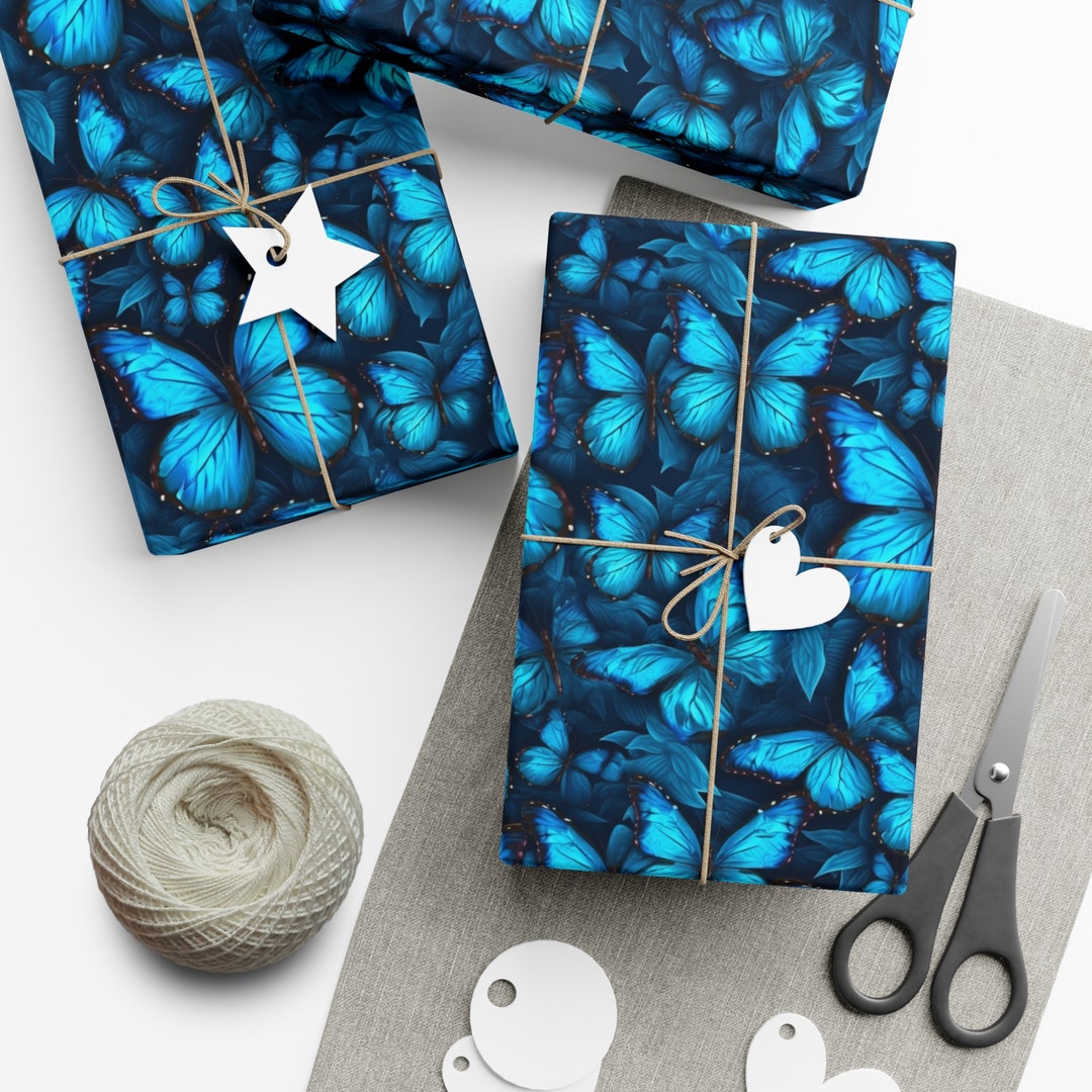 Gift Wrapper Repeating Azure Wings: Premium Gift Wrap - Decorative Repeating Pattern, Matte ...
