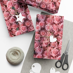 Pink Rose Blooms: Premium Gift Wrap - Decorative Repeating Pattern, Matte/Satin Finish - High Quality Wrapping Paper innocence floral petal