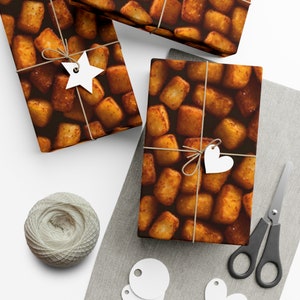 Crispy Tater Tots: Premium Gift Wrap - Decorative Repeating Pattern, Matte/Satin Finish - High Quality Wrapping Paper bite sized potato