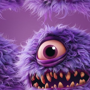 One-eyed Purple Monster: Scary Seamless Tile Art - Perfect for Backgrounds and Graphic Design - Digital Wallpaper Pattern Download