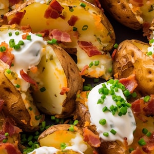 Loaded Baked Potatoes: High Quality Seamless Tile Art - Perfect for Backgrounds and Graphic Design - Digital Wallpaper Pattern potato skins