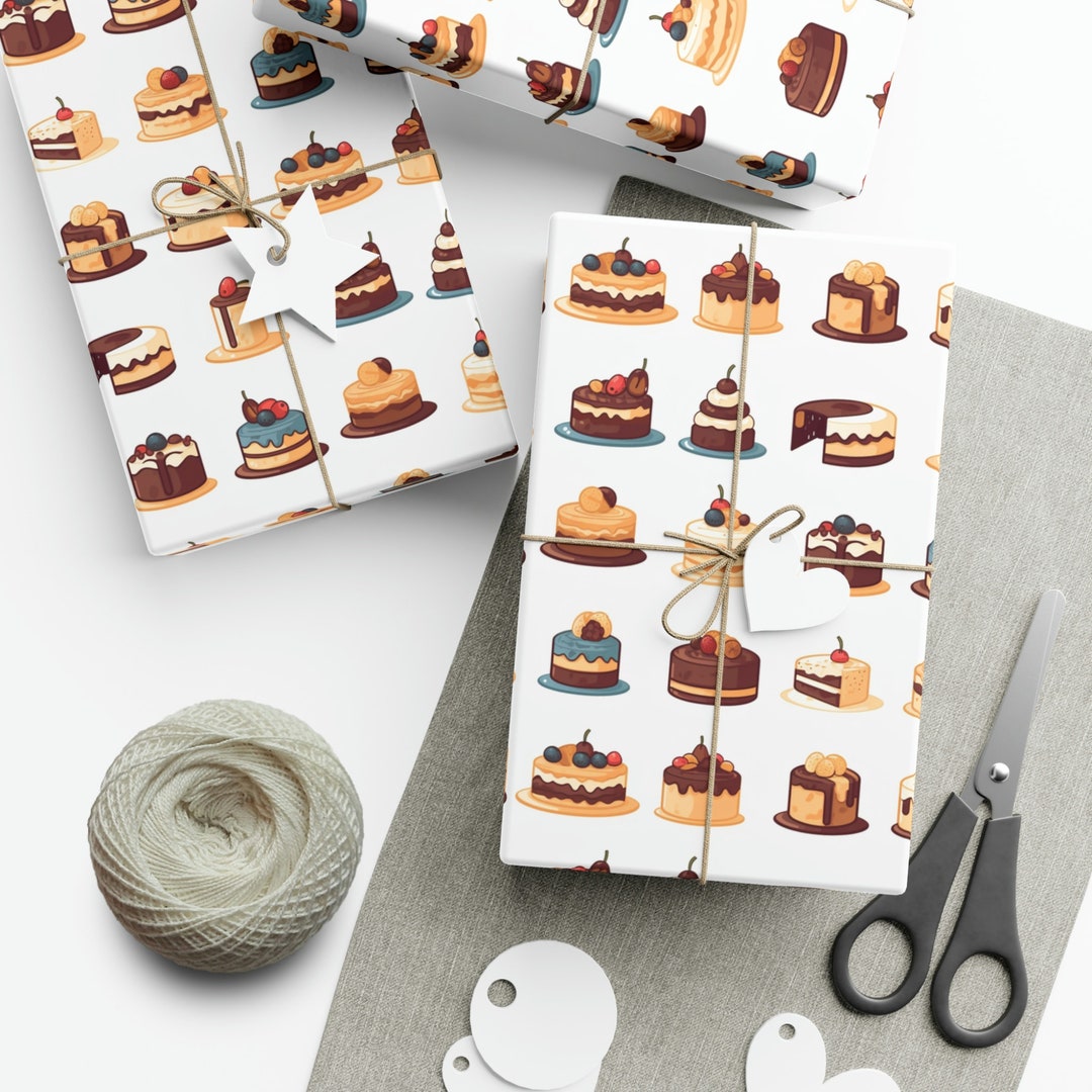 Iconic Cakes: Premium Gift Wrap - Decorative Repeating Pattern, Matte ...