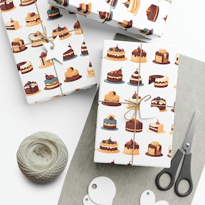 Iconic Cakes: Premium Gift Wrap - Decorative Repeating Pattern, Matte/Satin Finish - High Quality Wrapping Paper dessert frosting cake slice