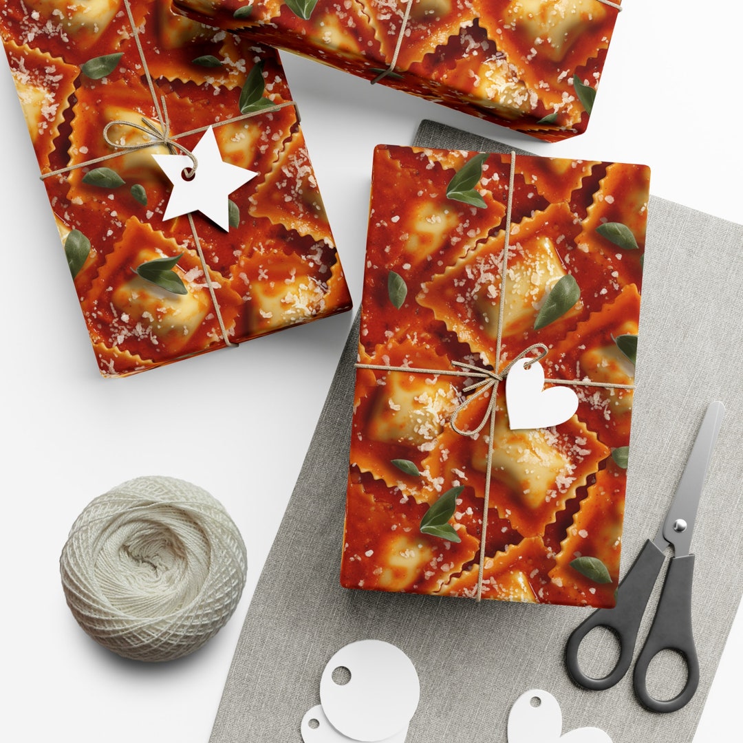 Ravioli in Red: Premium Gift Wrap - Decorative Repeating Pattern, Matte ...