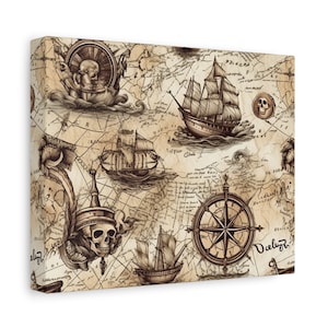 Treasure Map v2 Matte Canvas, Stretched, 1.25", 9 sizes