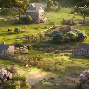 Farming Charm: Stunning Seamless Tile Art - Perfect for Backgrounds and Graphic Design - Digital Wallpaper Pattern Download
