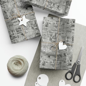 Newspaper Print: Premium Gift Wrap - Decorative Repeating Print Pattern, Matte/Satin Finish - High Quality Wrapping Paper vintage media news