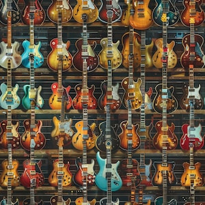 Guitar Showcase: Seamless Axe Tile Art - Perfect for Backgrounds and Graphic Design - Digital Wallpaper Pattern Download hero shred