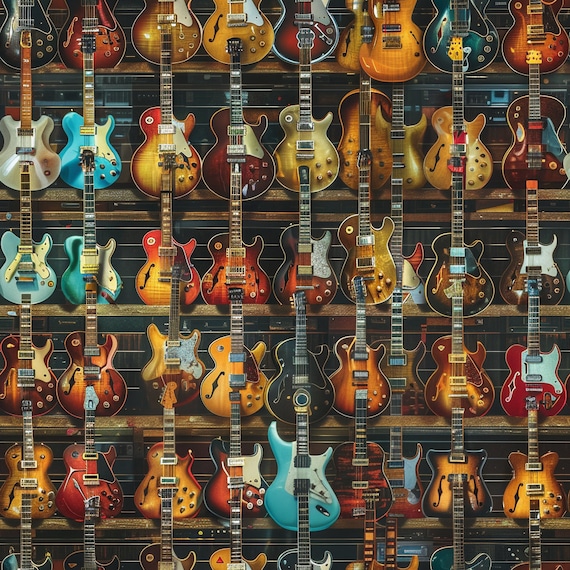 Guitar Showcase: Seamless Axe Tile Art - Perfect for Backgrounds