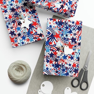 Stars and Stripes: Premium Gift Wrap - Decorative Repeating Pattern, Matte/Satin Finish - High Quality Wrapping Paper patriotic giftwrap usa