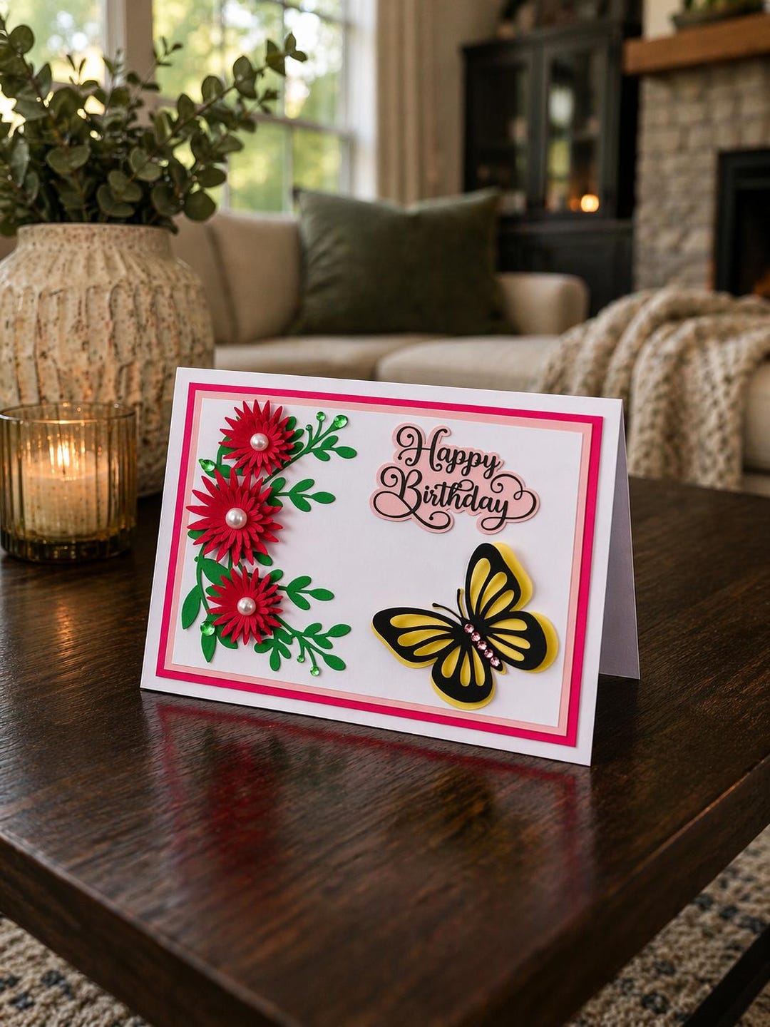 Handmade Floral Butterfly Birthday Card - Etsy
