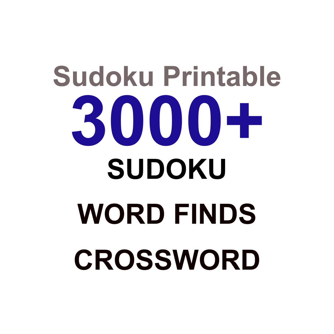 Sudoku Printable Sudoku Games Printable Word Finds Etsy