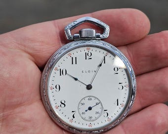 1911 Vintage Elgin Jewel Pocket Watch / Grade 313 / Size 16S SERVICED Keeps Time