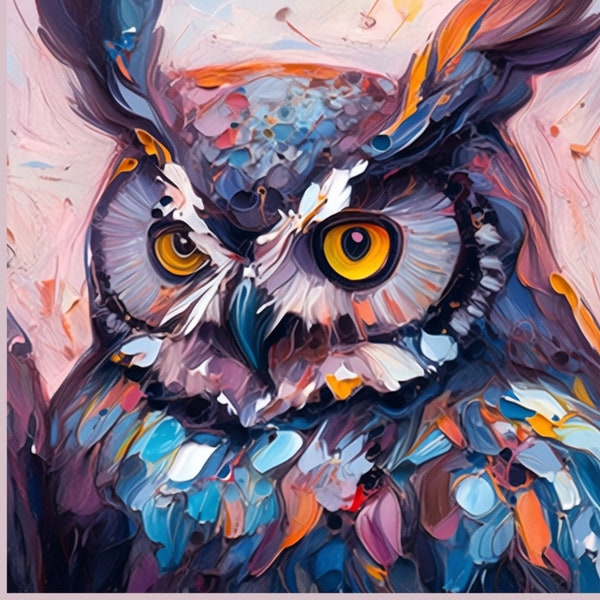 Thick Impasto Owl Painting