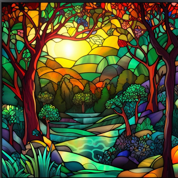 Stained Glass Enchanted Forest