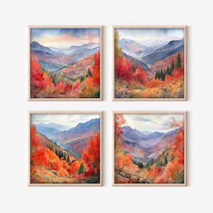 Télécharger Autumn Mountain Vista Clipart Set, 4 Images PNG haute résolution, Perfect Wall Art, Commercial Use Digital Download