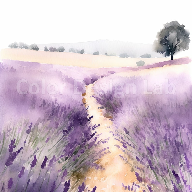 Dreamy Lavender Fields Printable Clipart 8 Lavender PNG With - Etsy