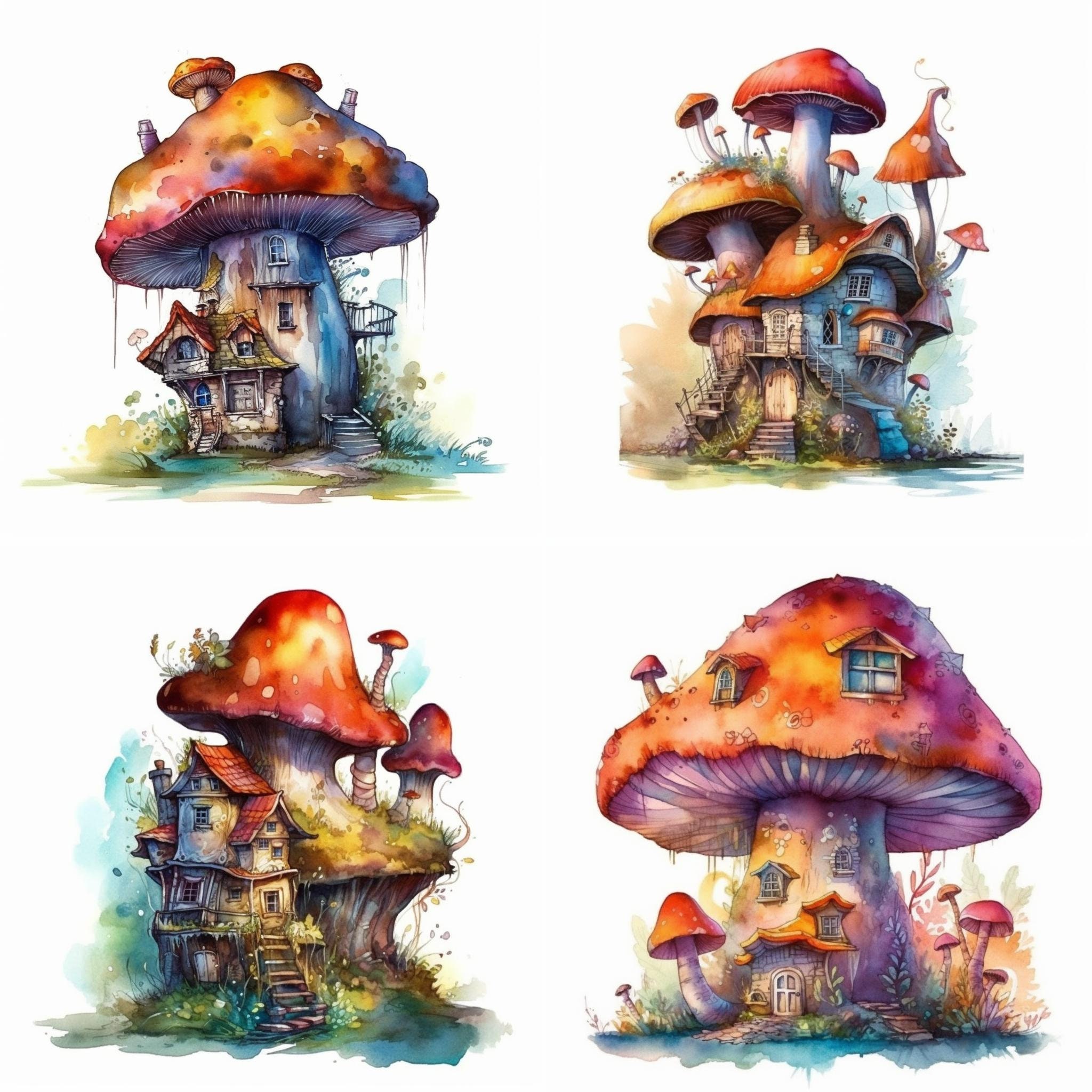 Mushroom House Clipart - Fairy Tale Cottage Set of 8 PNG - Digital ...