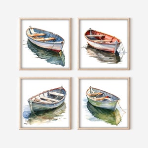 Dinghy Boot Download druckbare Cliparts, Dinghy Set von 4 hochauflösenden Kunstbildern, digitaler Download, Boot Art für kommerzielle Nutzung