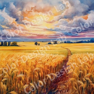 Golden Fields of Ukraine Printable Clipart Set, Set of 8 High-Resolution PNG Images, Digital Download, Commercial Use, Ukrainian Landscape