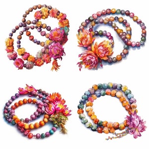 Blumen Mala Clipart Set von 12 PNG - Floral Mala digitaler Download - perfekt für Kartengestaltung, Einladungen, Wandkunst, Kunsthandwerk