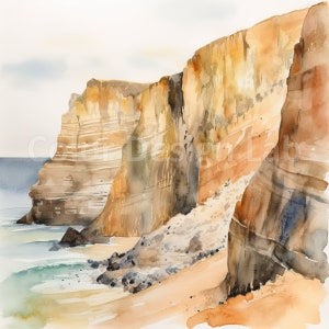 Windswept Cliffs Clipart, Set von 8 druckbare Kunst PNGs, hochauflösender digitaler Download, kommerzielle Nutzung erlaubt, Wandkunst