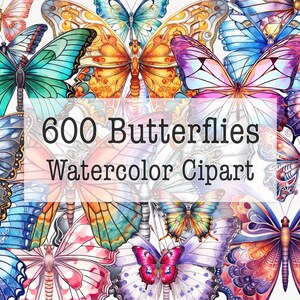 600 PNG borboletas mega pacote clipart, aquarela borboletas clipart, arquivos PNG transparentes, download digital instantâneo, uso comercial
