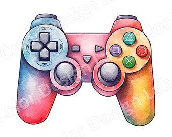 Game Controller Printable Clipart, Set of 8 PNG Artwork, Digital Download, Commercial Use Allowed, Perfect for Wall Art and Decorations