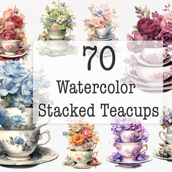 Watercolor Vintage Teacup, Hand-painted Antique Design, Elegant Cup Artwork, Classic Porcelain Graphics, Timeless Tea Illustration