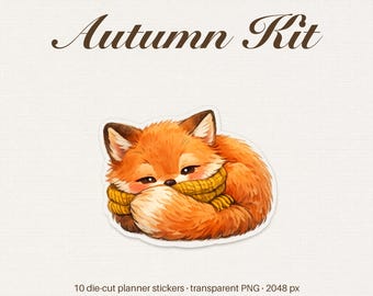 Autumn B6 Journaling Kit Stickers PNG, Printable Planner Sticker Sheet (Digital Download)