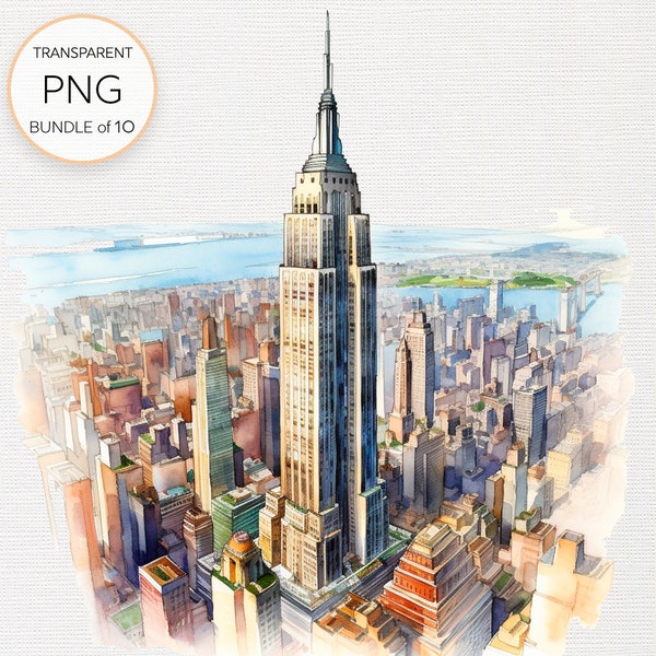 Empire State Building Clipart - Iconic NYC Landmark Illustration PNG, Urban Architecture Graphics