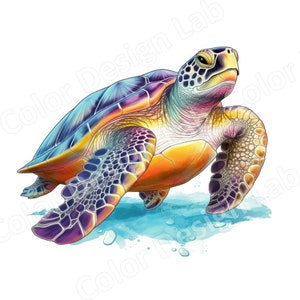 Zeeschildpad afdrukbare clipart, 8 afbeeldingen met hoge resolutie, digitale download, commercieel gebruik toegestaan, perfect voor kunst aan de muur en kaarten