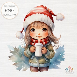 Christmas Coffee Clipart, Holiday Designs, Adorable Coffee Moments Art, Transparent PNG, Digital Download, Cozy Magic of Christmas