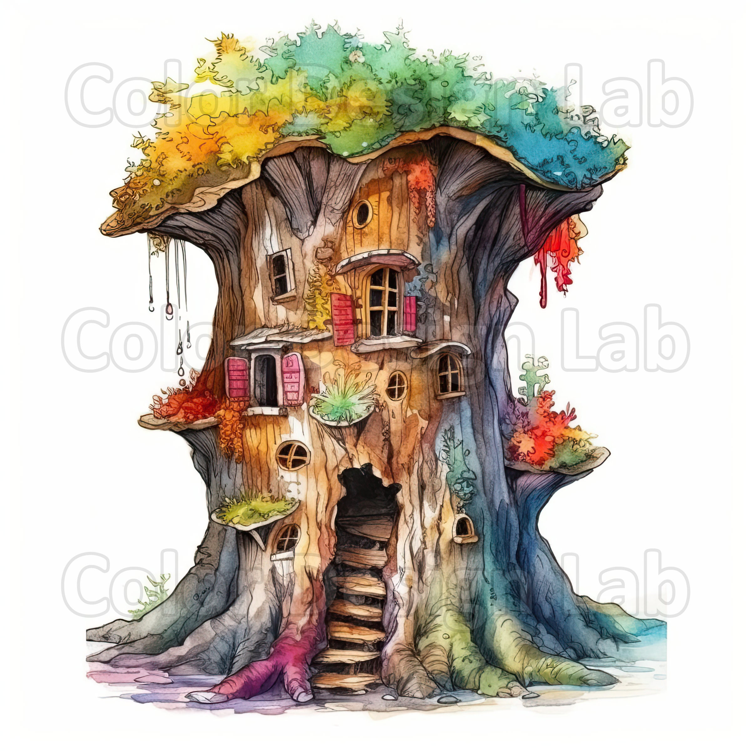 Tree Stump Fairy House Clipart Set of 8 High-quality PNG - Etsy