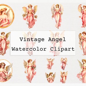 Vintage Angel Clipart. 36 High Quality Transparent Watercolor Angel Digital Download Files Commercial License Download Vintage Angel Png