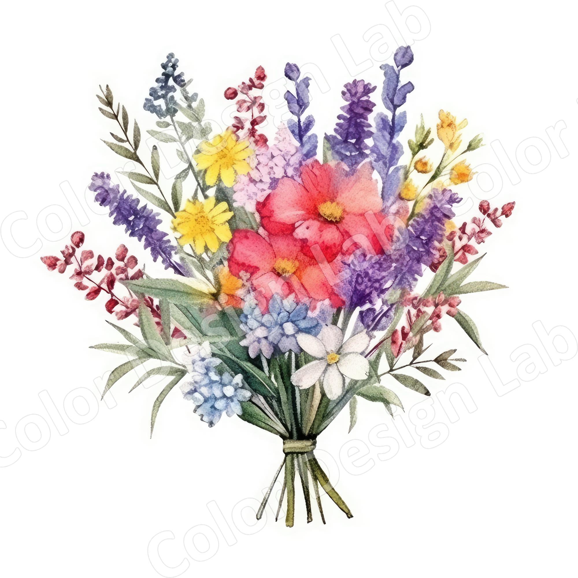 Wildflower Bouquet Printable Clipart Set 8 PNG Art for Card Etsy