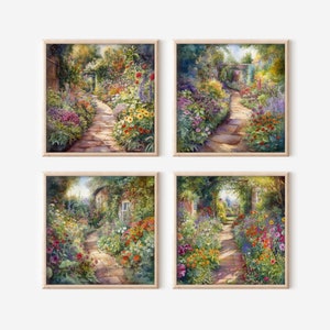 Garten Weg digitaler Download, wunderlicher Garten Kunst, Satz von 4 hochauflösende PNG Bilder, druckbare Clipart, kommerzielle Lizenz