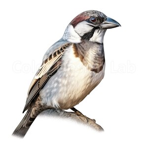 House Sparrow Clipart - Printable Art Set of 8 PNG, Digital Download ...