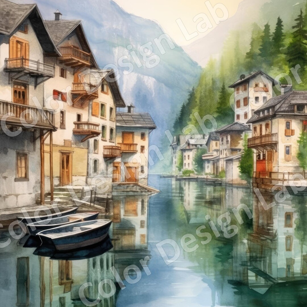 Hallstatt, Austria Printable Clipart Set, 8 High-resolution Pngs ...