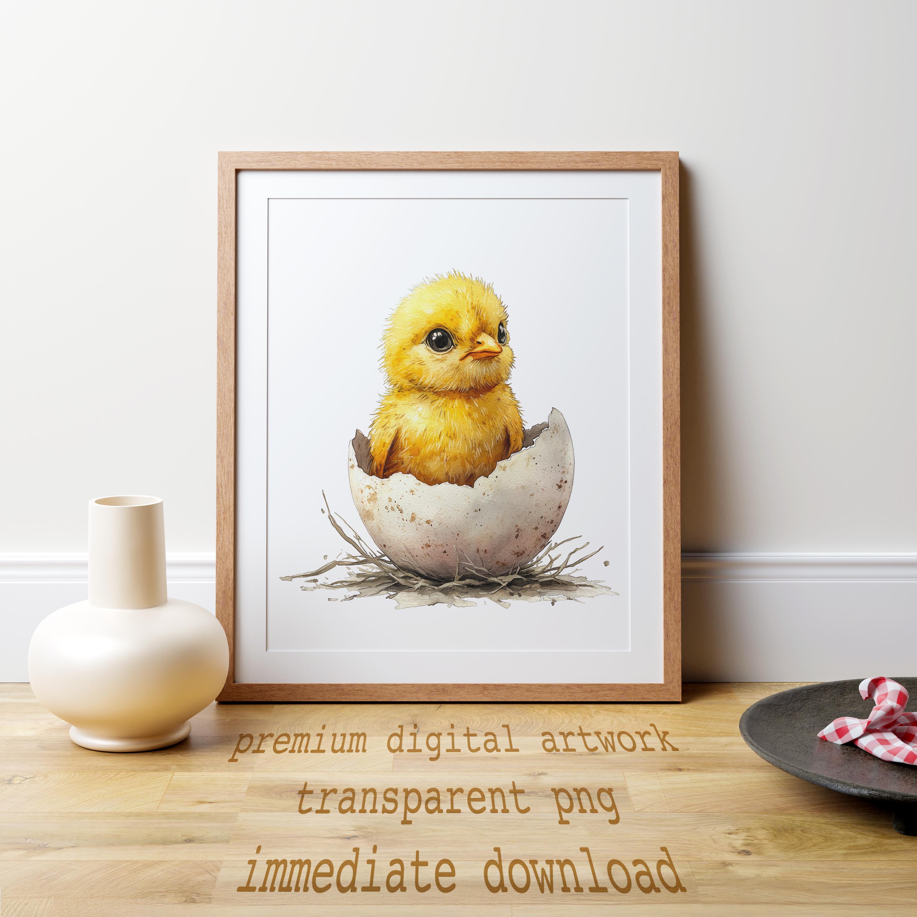 Easter Chick Watercolor Clipart Bundle: Spring Crafts PNG (digital ...