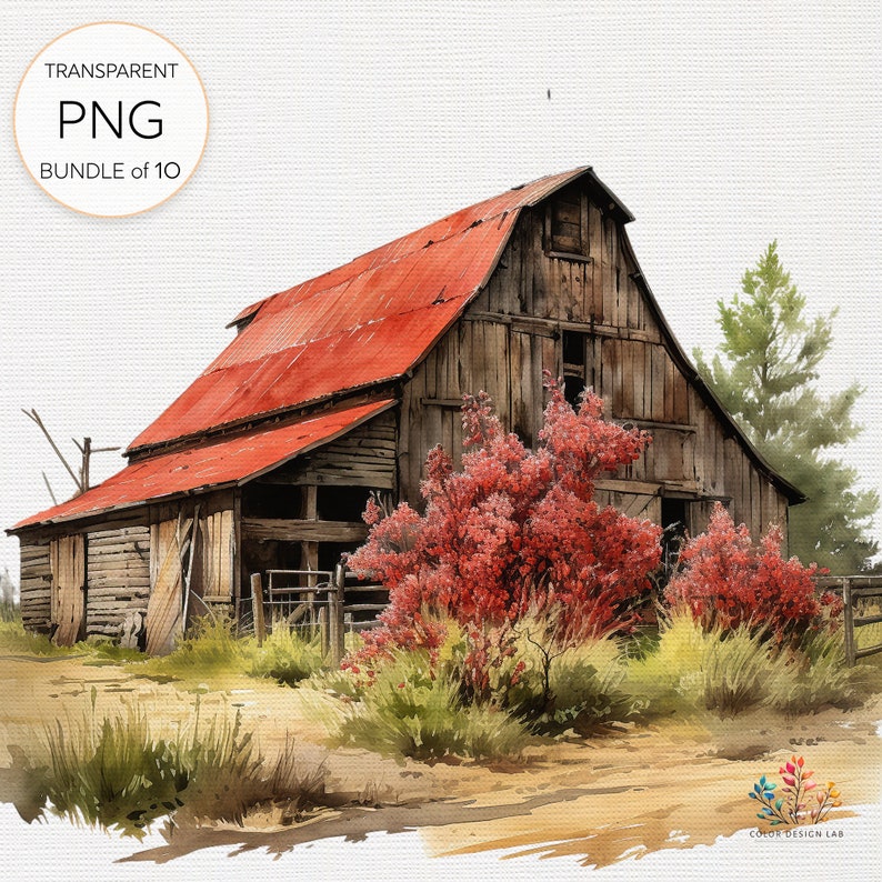 Old Barn Clipart: Rustic Countryside Charm Captured in Detailed ...