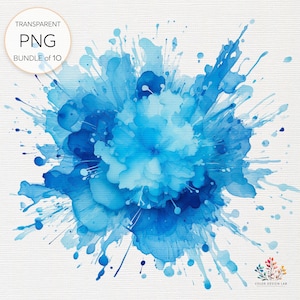 Monochrome Blau Splashed Farben PNG Clipart. Tief bis Hellblau Spectrum Aquarell Tropfen & Flecken Farbverlauf Shades Design Oceanic Palette