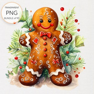 Gingerbread Man Clipart, Christmas Gingerbread Man PNG, Watercolor ...