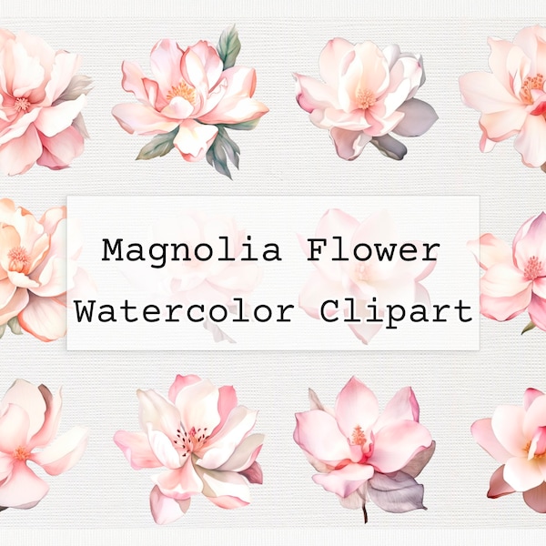 Magnolia Flower Clipart Watercolor png Magnolia Branch Commercial License Download Magnolia Flower PNG Watercolor Clipart