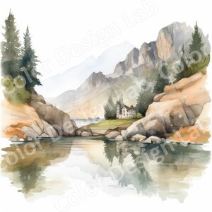 Ensemble imprimable de lac alpin isolé, 8 images de lac haute résolution, téléchargement numérique, utilisation commerciale, art mural de lac alpin