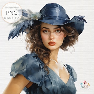 Elegante senhora vintage clipart. PNGs de moda antiga e graciosa. Fundo transparente de elegância atemporal, temas históricos e projetos artísticos