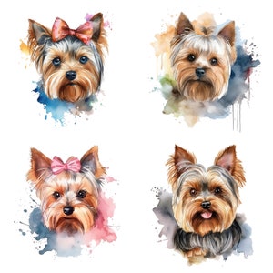 Yorkshire Terrier Watercolor Art Print, Dog Portrait, Digital Download, Yorkie Clipart, Printable Wall Art, Dog Lover Gift, Home Decor
